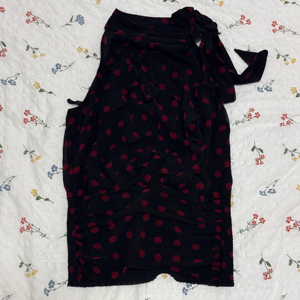 Navy and Red Polka Dot Halter Top